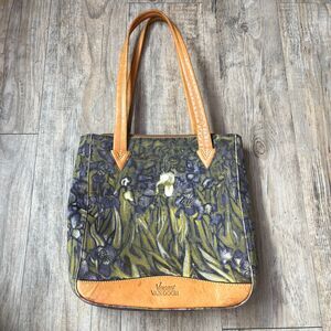 Vincent VAN GOGH Irises Canvas Shoulder Bag Brown Leather Accents Floral